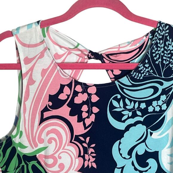 Talbots Maxi Dress L Petite Sleeveless Paisley Print Twist Back Keyhole Stretch - Picture 6 of 9